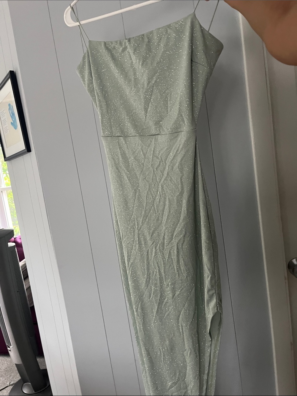 Windsor Sparkle Sage Strapless Slip Dress